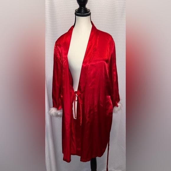 Women’s‎ STUDIO Donatella Y2K mob wife red satin Valentine robe size medium - Picture 8 of 13